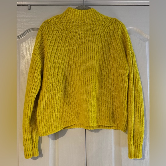 Anthropologie Electric Yellow Funnel Neck Oversized Sweater - Size S - Picture 3 of 6